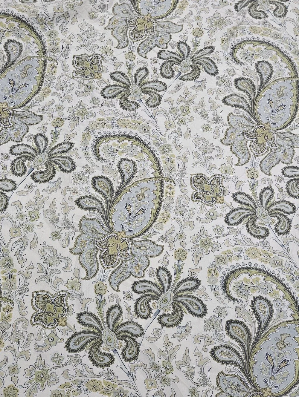 Pottery Barn Charlie Paisley Green Blue KING Duvet Cover 100% Organic Cotton